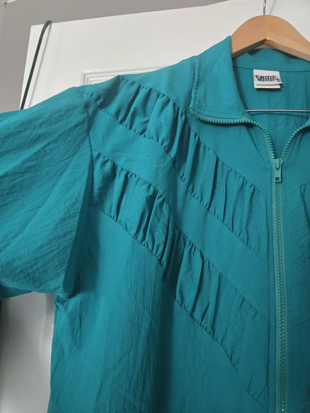 Vintage 1980s Teddi Sport Blue Polyester Full Zip Windbreaker Jacket USA - Picture 4 of 13